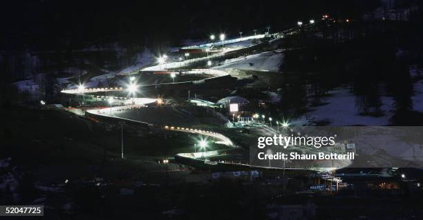 General view of the course during the Mens Two Man Bob World Cup at Cesana Pariol on January 22, 2005 in Cesana, Italy.