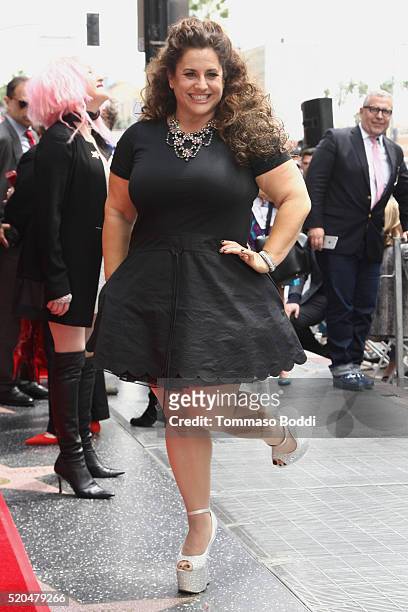 Marissa Jaret Winokur attends a ceremony honoring Cyndi Lauper And Harvey Fierstein with a double star ceremony on The Hollywood Walk Of Fame on...