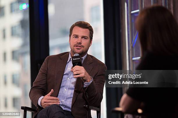 Actor Chris O'Donnell discusses "NCIS: Los Angeles" at AOL Studios In New York on April 11, 2016 in New York City.