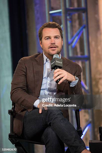 Actor Chris O'Donnell discusses "NCIS: Los Angeles" at AOL Studios In New York on April 11, 2016 in New York City.