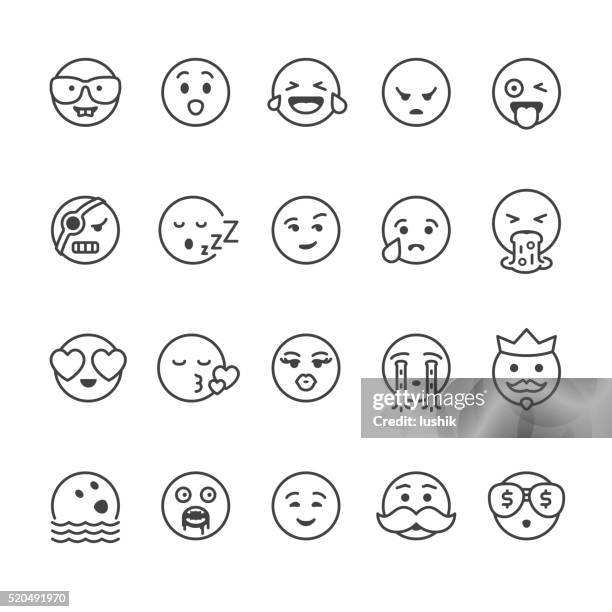 emoji-gesicht vektor-icons - smirking stock-grafiken, -clipart, -cartoons und -symbole