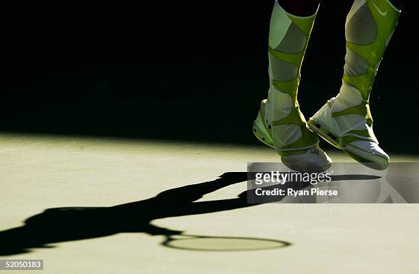 Serena Williams of the USA in action during her match against Nadia Petrova of Russia during day seven of the Australian Open Grand Slam at Melbourne...