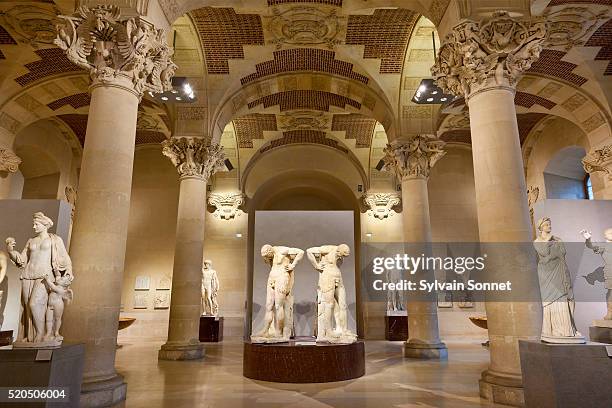 salle du manege at the musee du louvre - louvre inside fotografías e imágenes de stock