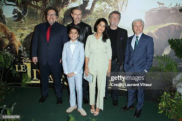 Director Jon Favreau, Actors Neel Sethi, Lambert Wilson, Actress Leila Bekhti, Singer Eddy Mitchell and Producer Brigham Taylor attend Le Livre De La...