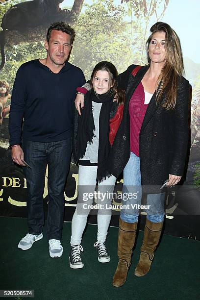 Presenter Benjamin Castaldi and his partner Aurore Aleman attend Le Livre De La Jungle Paris Premiere at Cinema Pathe Beaugrenelle on April 11, 2016...