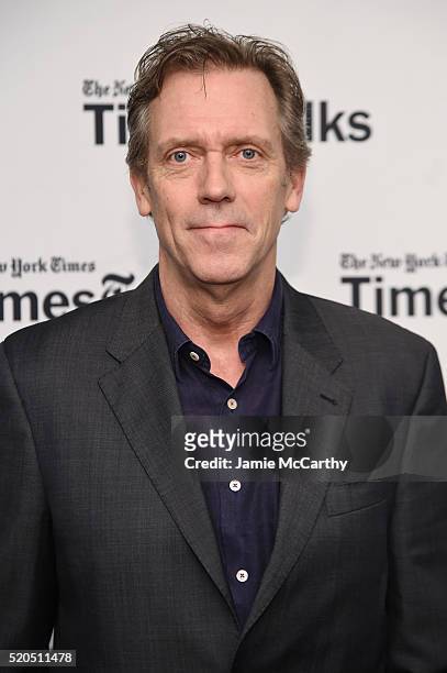 Hugh Laurie poses before The New York Times TimesTalks at Directors Guild of America Theater on April 11, 2016 in New York City.