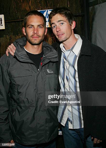 Actor Paul Walker and brother Caleb Walker attend Entertainment Weekly's Winter Wonderland Sundance Bash at the Shop during the 2005 Sundance Film...
