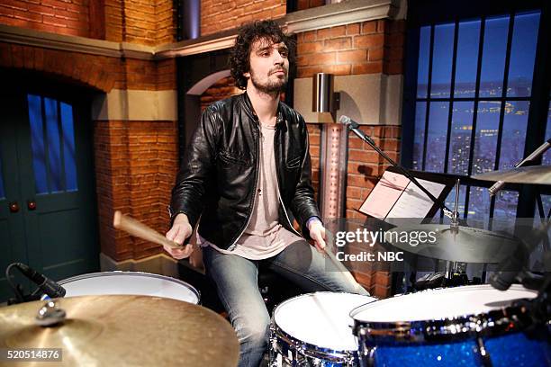 Episode 354 -- Pictured: Fabrizio Moretti of the band The Strokes sits in with the 8G Band on April 11, 2016 --