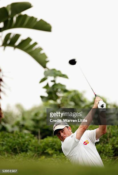 Tim Clark of South Africa tees off on the fifth hole during the final round of South African Airways Open at Durban Country Club on January 23, 2005...