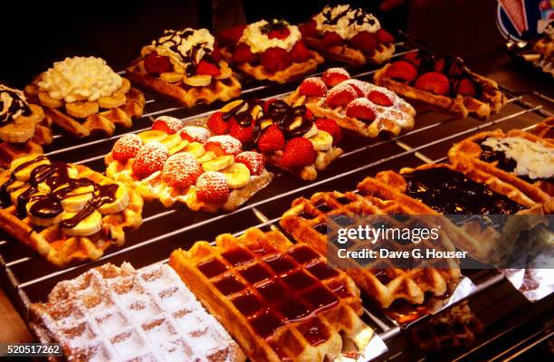 belgian waffles - waffles stock pictures, royalty-free photos & images