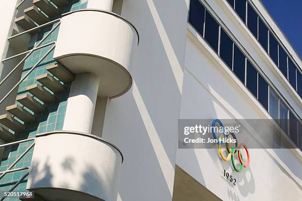 close-up of helsinki olympic stadium - helsinki stock pictures, royalty-free photos & images