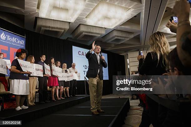 Senator Ted Cruz, a Republican from Texas and 2016 presidential candidate, speaks during a campaign event in Irvine, California, U.S., on Monday,...