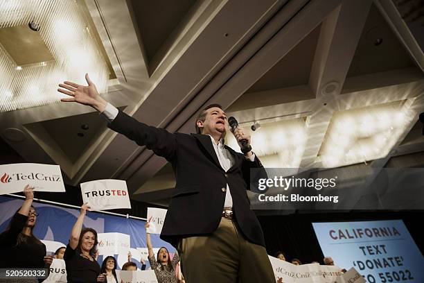 Senator Ted Cruz, a Republican from Texas and 2016 presidential candidate, speaks during a campaign event in Irvine, California, U.S., on Monday,...