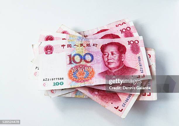 one hundred yuan notes - cny stock pictures, royalty-free photos & images