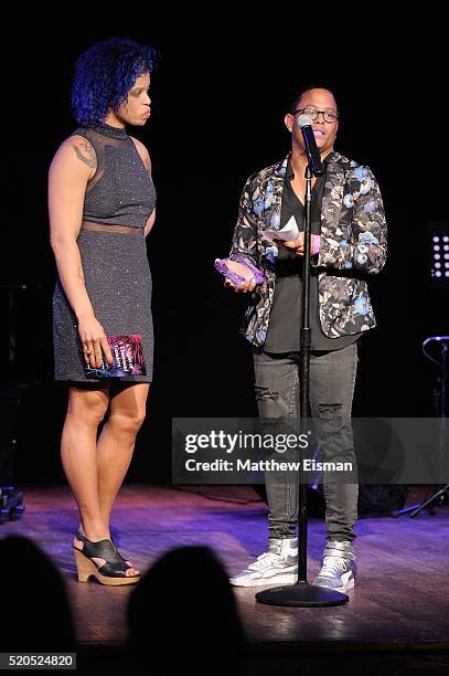 Reina Gossett and Che Gossett speak on stage during the 3rd annual "A Night of A Thousand Genders" benefiting The Ackerman Institute's Gender &...