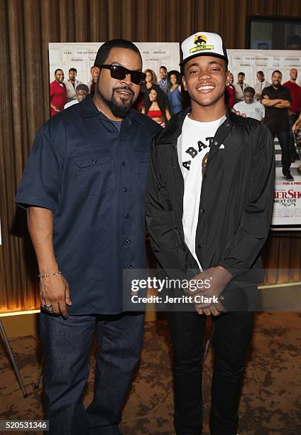 Ice Cube and Michael Rainey Jr. Attend the "Barbershop: The Next Cut" Screeing at HBO Screening Room on April 11, 2016 in New York City.