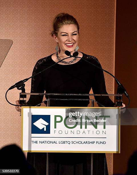 Mallory Hagan speaks onstage at Point Honors Gala honors Greg Louganis and Pete Nowalk on April 11, 2016 in New York City.