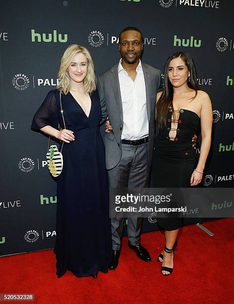 Ashley Johnson, Rob Brown and Audrey Esparza attend PaleyLive NY: an evening with the cast & creator of "Blindspot" at The Paley Center for Media on...