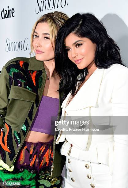 Model Hailey Baldwin and tv personality Kylie Jenner attend the "Fresh Faces" party, hosted by Marie Claire, celebrating the May issue cover stars on...