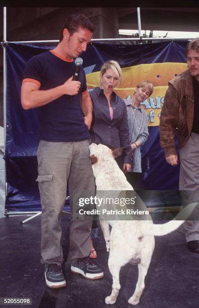 Alyssa Jane Cook and Penny Cook pictured at the Australian Dog of the Year Show at Palm Grove in January 2000, in Darling Harbour, Sydney, Australia.