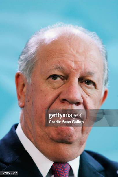 Chilean President Ricardo Lagos Escobar attends a news conference at the Chancellery January 24, 2005 in Berlin, Germany. Escobar is on an official...