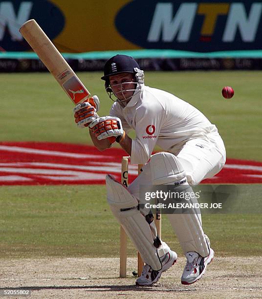 England's Geraint Jones bucks a high ball bowled by South African's Shaun Pollock on the fourth day of the fifth and final five day Test between...