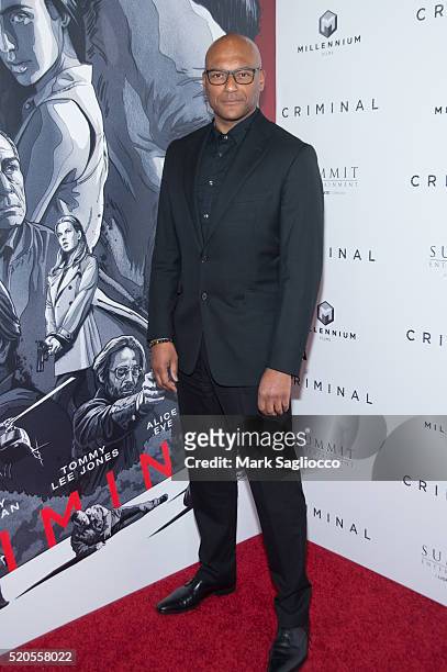 Actor Colin Salmon attends the "Criminal" New York Premiere at AMC Loews Lincoln Square 13 theater on April 11, 2016 in New York City.