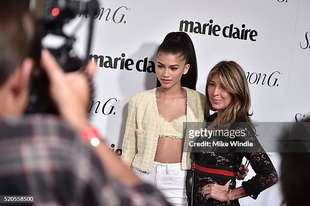 Actress Zendaya and creative director at Marie Claire Nina Garcia attend the "Fresh Faces" party, hosted by Marie Claire, celebrating the May issue...