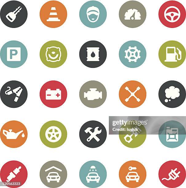 auto repair shop icons / ringico series - smog icon stock illustrations