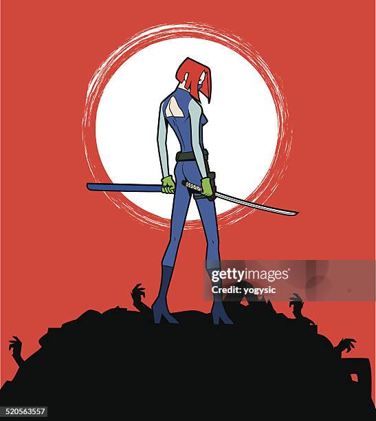 deadly female assassin - anime character stock illustrations