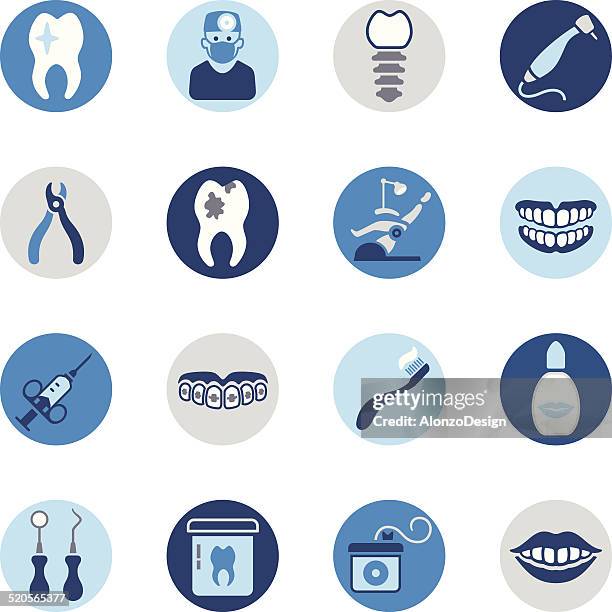 dental icon set - toothbrush white background stock illustrations