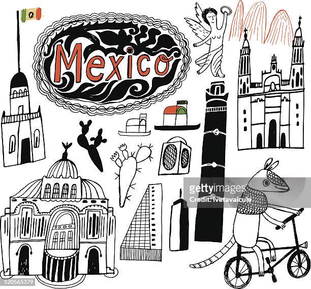 mexico city, south america - armadillo stock illustrations
