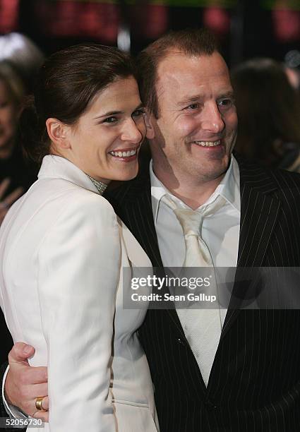 Actor Heino Ferch and his wife Marie Jeanette Steinle arrive at the Berlin premiere of "Vom Suchen Und Finden Der Liebe" at the CineStar on January...