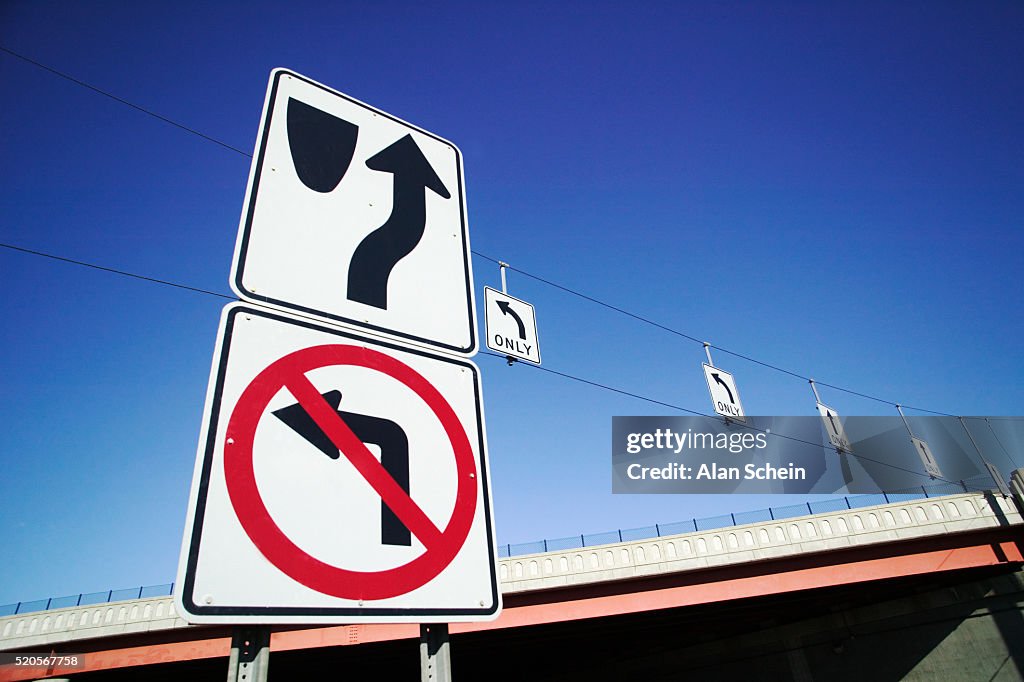 Left Turn Only Example Highway And Left Turn Only Sign High-Res Stock Photo - Getty Images
