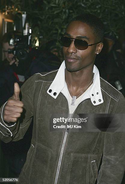 Simon Webbe from Blue arrives at the Celebrity Screening for film "Meet The Fockers" at the Covent Garden Hotel on January 24, 2005 in London. The...