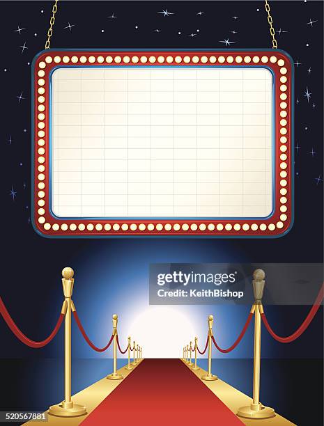 theater marquee red carpet background - red rope stock illustrations