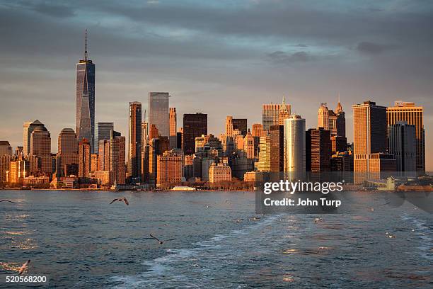 golden manhattan - battery park stock pictures, royalty-free photos & images