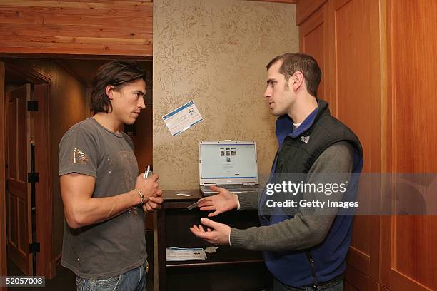 Andrew Keegan visits the ActorGear.com display at the Gibson Gift Lounge during the 2005 Sundance Film Festival on January 23, 2005 in Park City,...