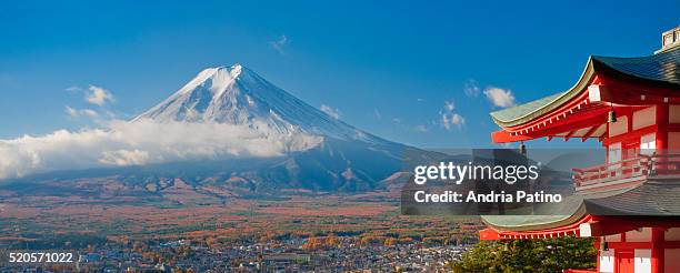 pagoda overlooking mount fuji, japan - japanese pagoda stock pictures, royalty-free photos & images