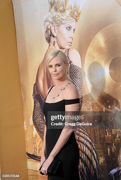 Actress Charlize Theron arrives at the premiere of Universal Pictures' "The Huntsman: Winter's War" on April 11, 2016 in Westwood, California.