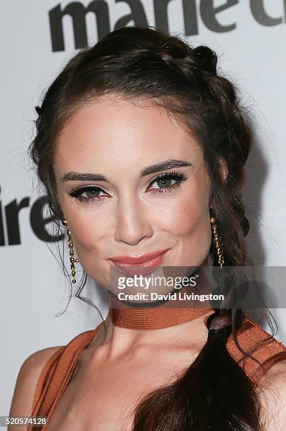 Actress Mallory Jansen arrives at the Marie Claire Fresh Faces Party at the Sunset Tower Hotel on April 11, 2016 in West Hollywood, California.