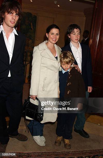 Musician Jackson Scott with partner fashion designer Sadie Frost and her sons Rafferty Law and Finlay Kemp arrive at the Celebrity Screening for film...