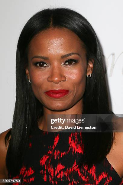 Actress Rose Rollins arrives at the Marie Claire Fresh Faces Party at the Sunset Tower Hotel on April 11, 2016 in West Hollywood, California.