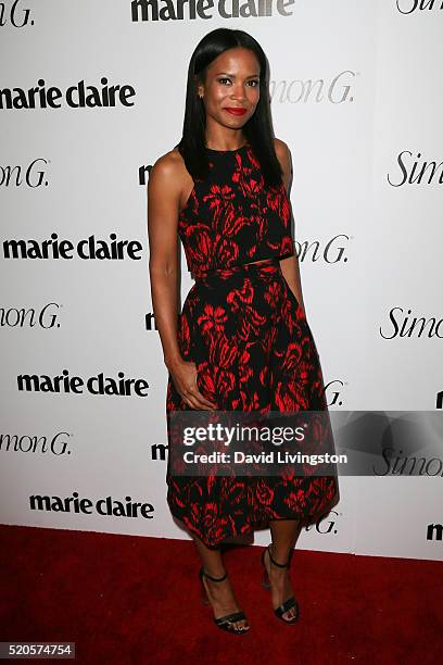 Actress Rose Rollins arrives at the Marie Claire Fresh Faces Party at the Sunset Tower Hotel on April 11, 2016 in West Hollywood, California.