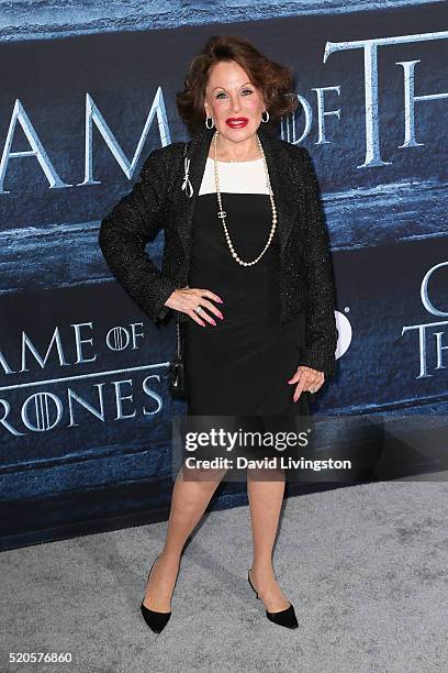 Socialite Nikki Haskell arrives at the premiere of HBO's "Game of Thrones" Season 6 at the TCL Chinese Theatre on April 10, 2016 in Hollywood,...