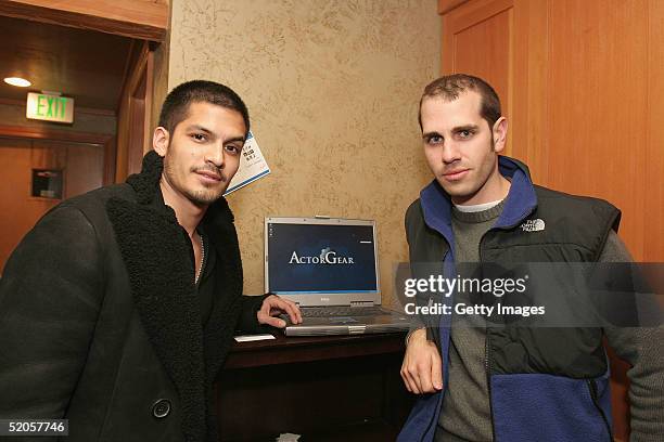 Actor Nicholas Gonzalez visits the ActorGear.com display at the Gibson Gift Lounge during the 2005 Sundance Film Festival on January 23, 2005 in Park...