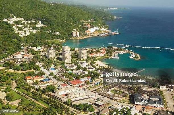 aerial view of montego bay - jamaican foto e immagini stock