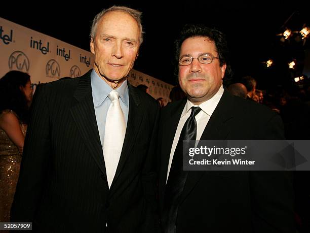 Director Clint Eastwood and producer Richard Gladstein pose during the cocktail reception at the 16th Annual Producers Guild Awards at Culver Studios...