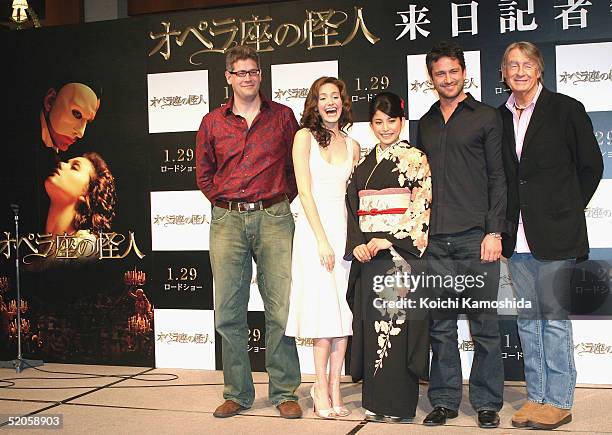 Executive producer Austin Shaw, actress Emmy Rossum, Japanese singer Takako Uehara, actor Gerard Butler and film director Joel Schumacher attend a...