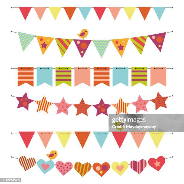 bildbanksillustrationer, clip art samt tecknat material och ikoner med buntings and garlands - vimpel